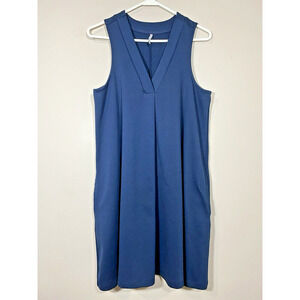 Z Supply Blue Sleeveless V Neck Swing Dress Trapeze Mini Relaxed Fit‎ Size LARGE